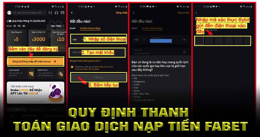 Quy định thanh toán giao dịch nạp tiền Fabet