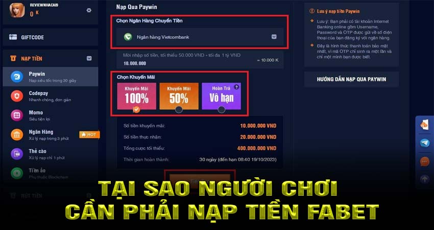 Tại sao người chơi cần phải nạp tiền Fabet